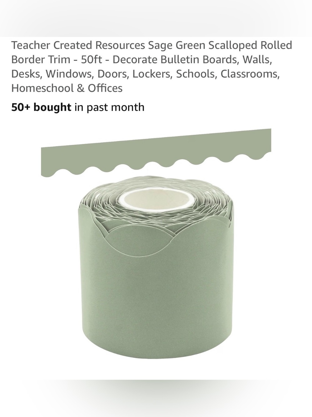 Sage Green Scalloped Bulletin Border Roll